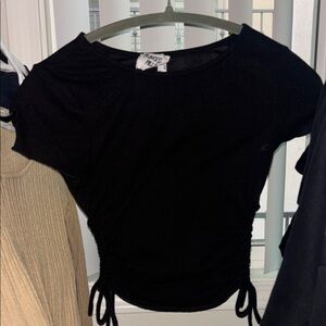 Black Ruched short sleeve crop Top
